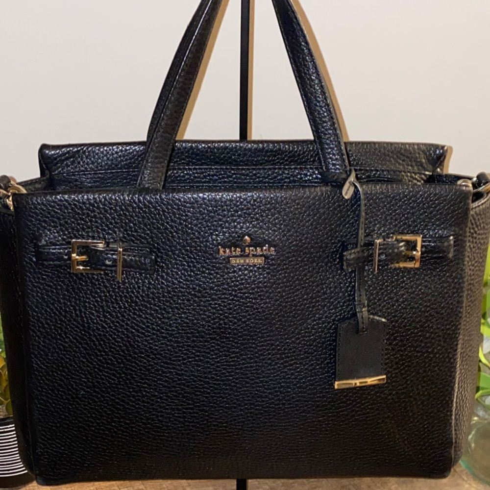 Kate Spade Holden Street Rani Black Pebbled Leather Satchel Handbag Shoulder Bag - Picture 3 of 15